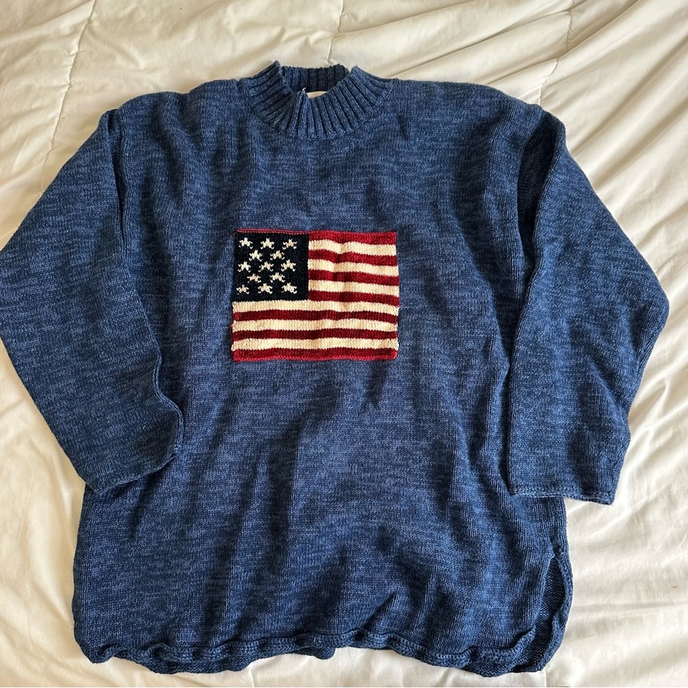 Vintage American flag blue sweater
